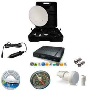 Kit Camping-car Terminal S1600 HD + Parabole en acier 35 cm + Accessoires de fixation + LNB Single + C�ble coaxial + Boussole + Cordon allume cigare + 2 Fiches F