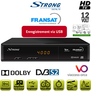 STRONG SRT 7405 HD - 12Volts - PVR via USB - HDMI - Pritel - Terminal numrique HD avec carte Viaccess Fransat sur Atlantic Bird 3 + Cordon HDMI offert