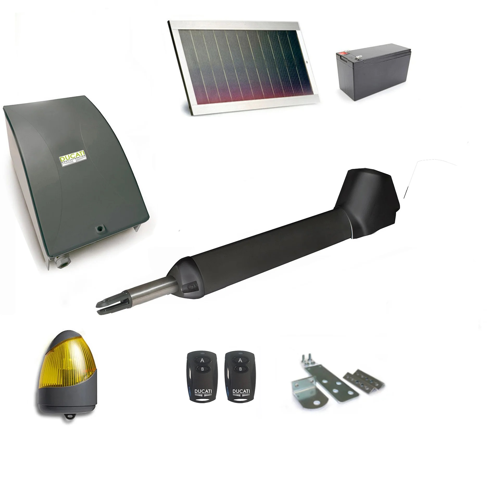 Kit Motorisation Portail Solaire Automatisme Ducati Home Automation SW3000 T SOLAR MONO - pour portail  1 battant, maxi 2.2m 200kg