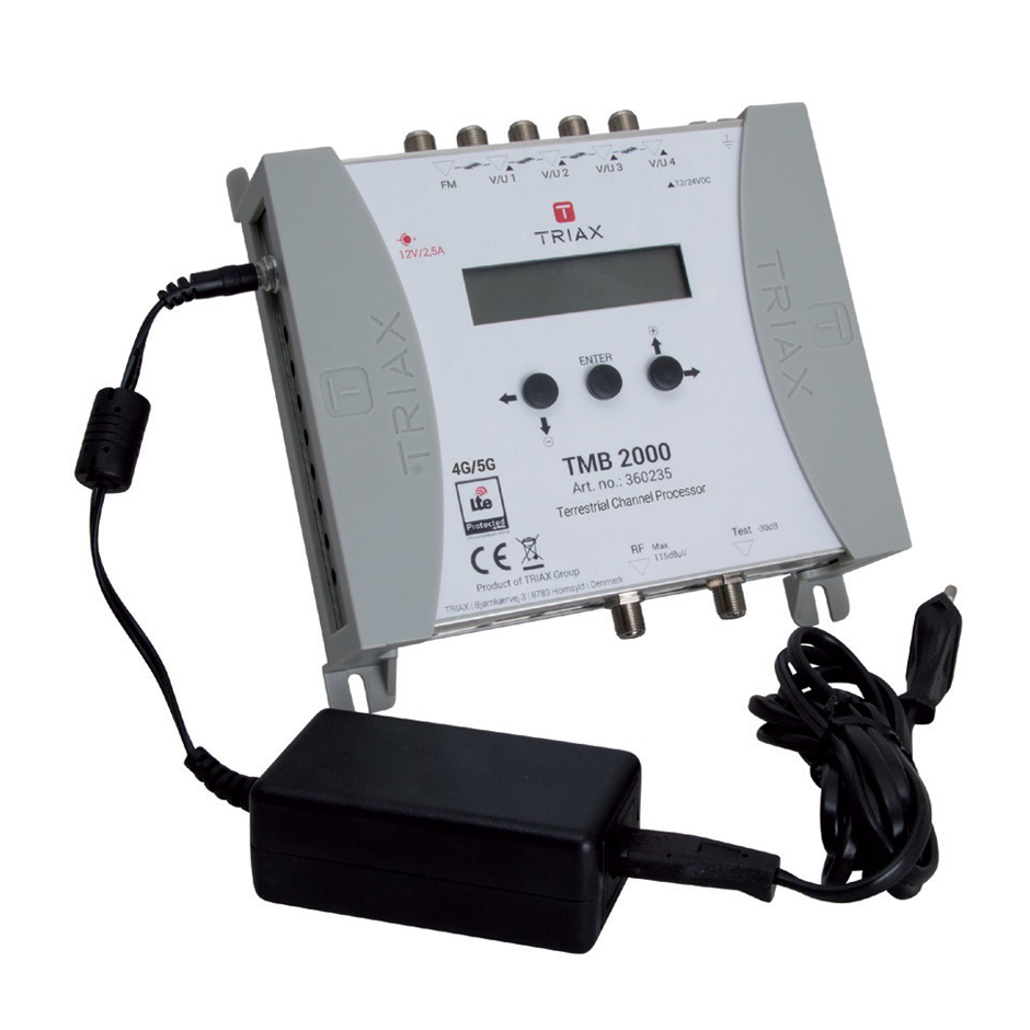 Amplificateur terrestre multibande VHF/UHF FM TMB 2000 - 5 Entres 1 Sortie Gain UHF 55 dB, 12 V 24 V, Protection LTE 4G / 5G