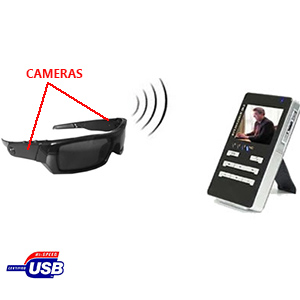 Double caméra cachée sans fil couleur dans une lunette - CMOS - Angle de vue 62° - 380 LTV + Mini DVR portable - 2,5