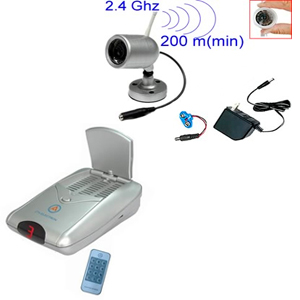 Caméra couleur sans fil CMOS 1/3" - 380 Lignes TV- étanche - IR + Récepteur sans fil A/V 2.4 GHz avec télécommande