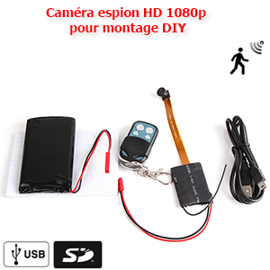 Camra espion HD 1080p pour montage DIY - avec dtection de mouvement - Grand Angle 120 - tlcommande - carte MicroSD jusqu 32Go