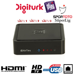 Abonnement TV Par Internet Digiturk Play - Full sport - 12 mois + 2 Mois Offert  + Rcepteur Par Internet AIRTIES