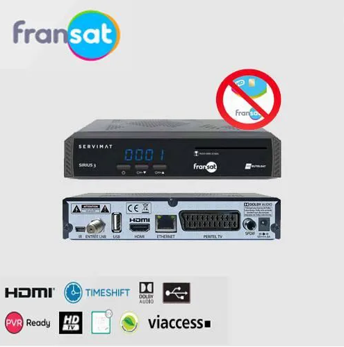 RCEPTEUR SATELLITE ENREGISTREUR SIRIUS 3 HD FRANSAT SANS CARTE