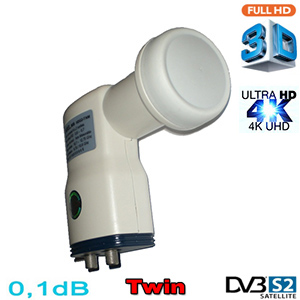 LNB Twin 0,1 dB HDG2-TNM - Compatible HDTV et 3D ready - 40mm - 1 an garantie