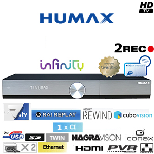 Pack Italien TIVU Sat à vie + Récepteur Humax TivuMax Recorder HDR-1001S