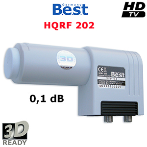 LNB Twin 0.1 dB - 40 mm - Best Germany HQRF 202 - Lens straight Feed - 3D Ready