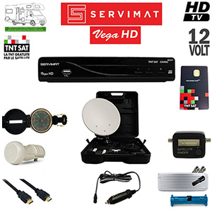 Pack Satellite Camping TNTSAT Servimat VEGA HD - 12 Volts + Parabole 35 cm - via Astra 19.2