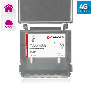 Préamplificateur seul 1 entrée UHF 16-36 dB - Cahors CAM136-4G