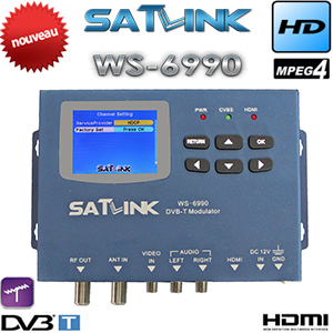 Modulateur numrique HD DVB-T/DVB-T2 Satlink WS 6990 - cran LCD 2,4