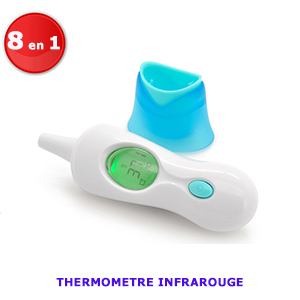 Thermomtre infrarouge multifonction 8 en 1 - LCD avec 3 couleurs - sans contact Corps + objets