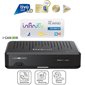 Pack Italien TivSat  vie + Rcepteur i-CAN 3900S HD