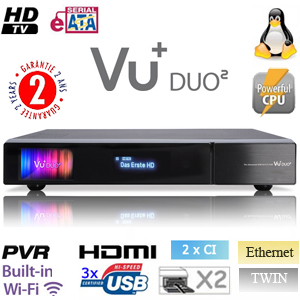 VU+ Duo� HD PVR - Terminal num�rique HD, Linux, Twin Tuner DVB-S2 , 2 Lecteurs de carte, 2 CI, 3 USB, Ethernet, WiFi