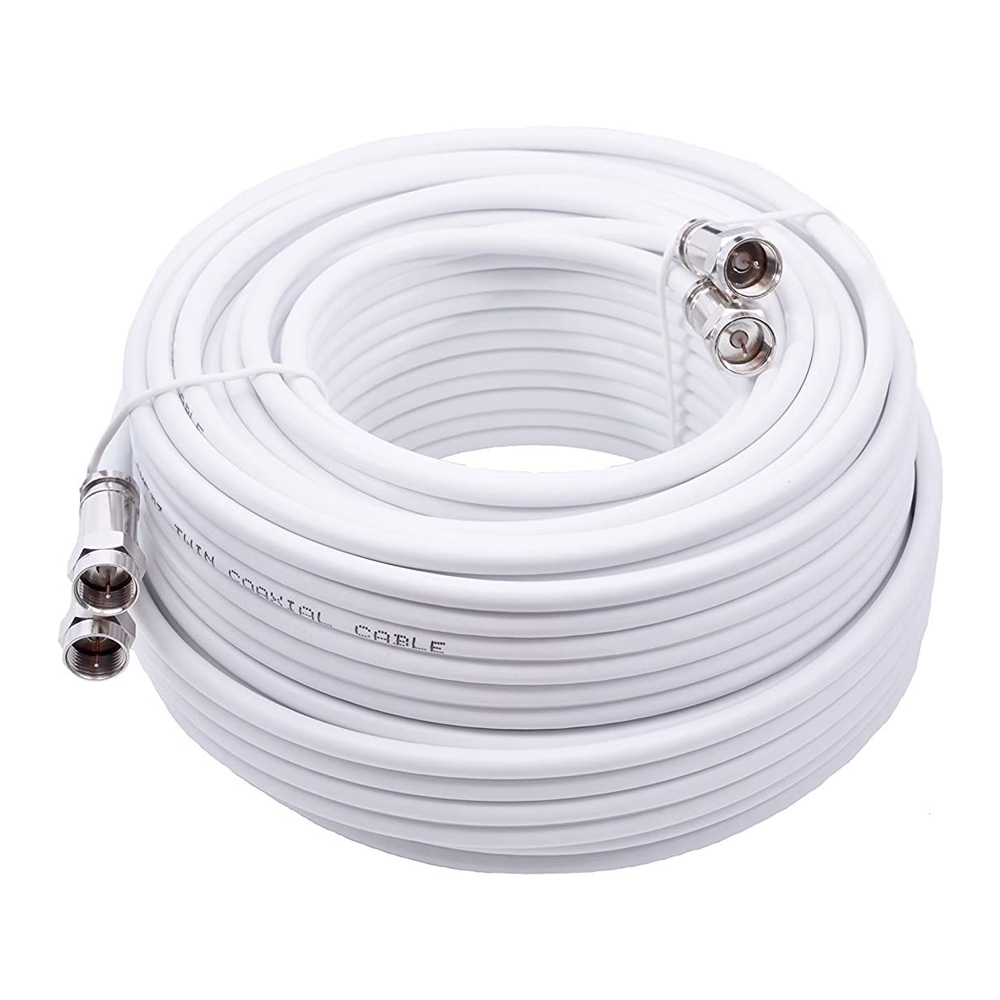 Cble Coaxial pour antenne satellite TV de 25 m mtr TWIN 2x19 VAtC Blanc Diamtre 7mm