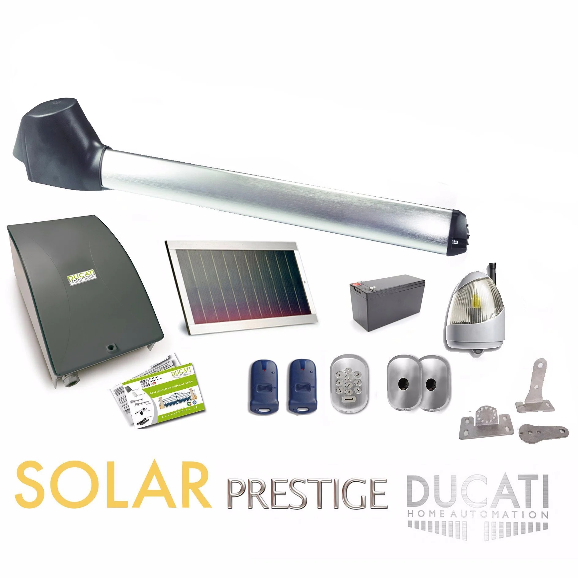 Kit Motorisation Portail Solaire Ducati Home Automation EVO 748 SOLAR MONO - Pour portail  1 vantail battant maxi 4 m 350 kg