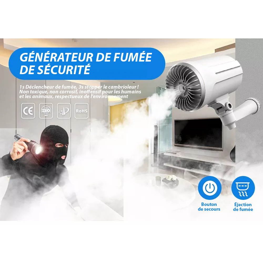 Gnrateur de fume Machine  brouillard de scurit Fumigne Blanc - 150 m3, Scurit avec rseau CCTV, Systme dalarme Antivol