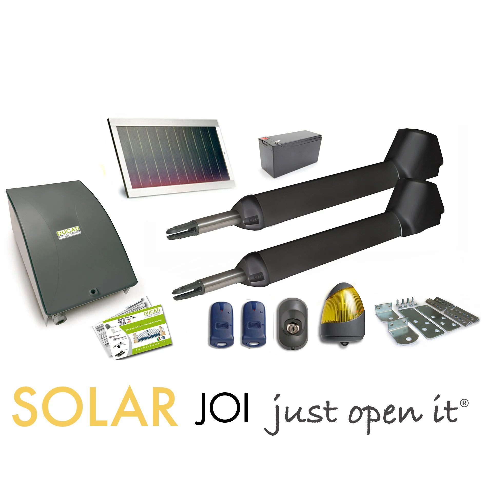 Kit Motorisation Portail Solaire Automatisme Ducati Home Automation SW7000T SOLAR - pour portails battants maxi 5,2m 500kg total